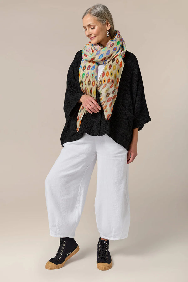 White Twisted Linen Bubble Trousers