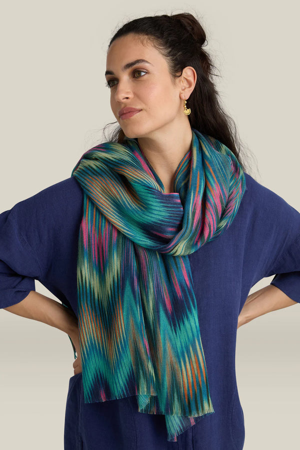 Autumnal Ikat Wool Scarf