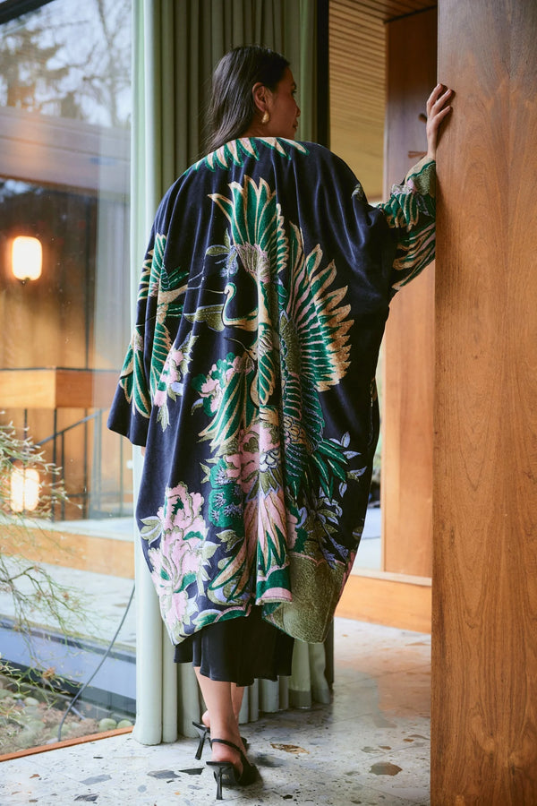 Crane Emerald Velvet Grande Kimono