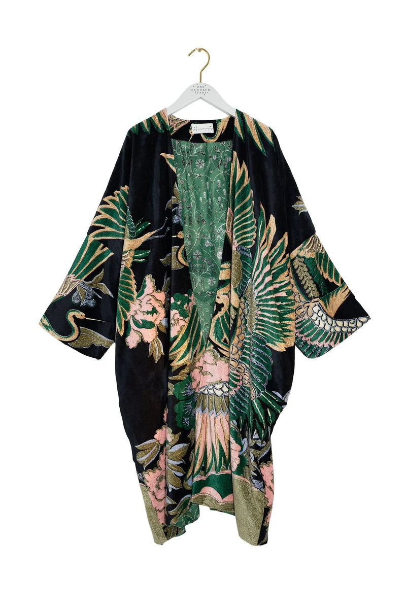 Crane Emerald Velvet Grande Kimono