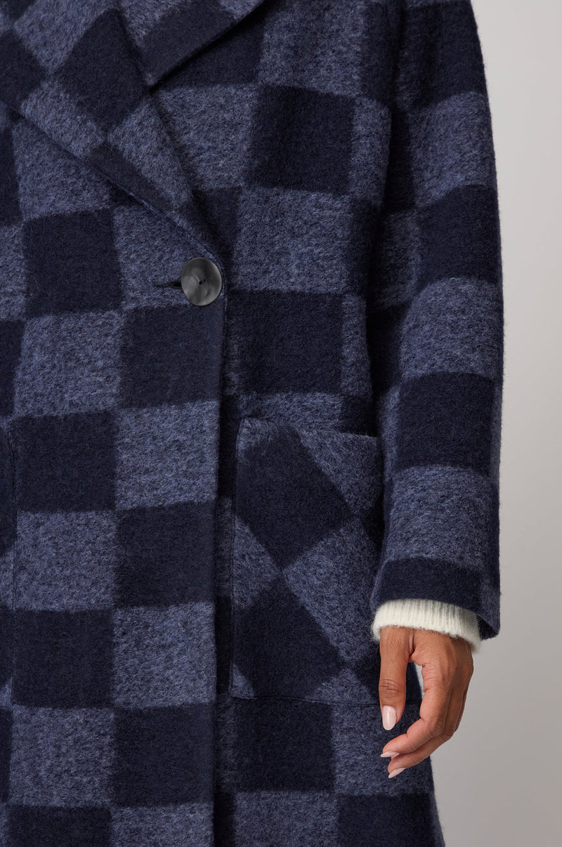 Night Checkerboard Wool Coat