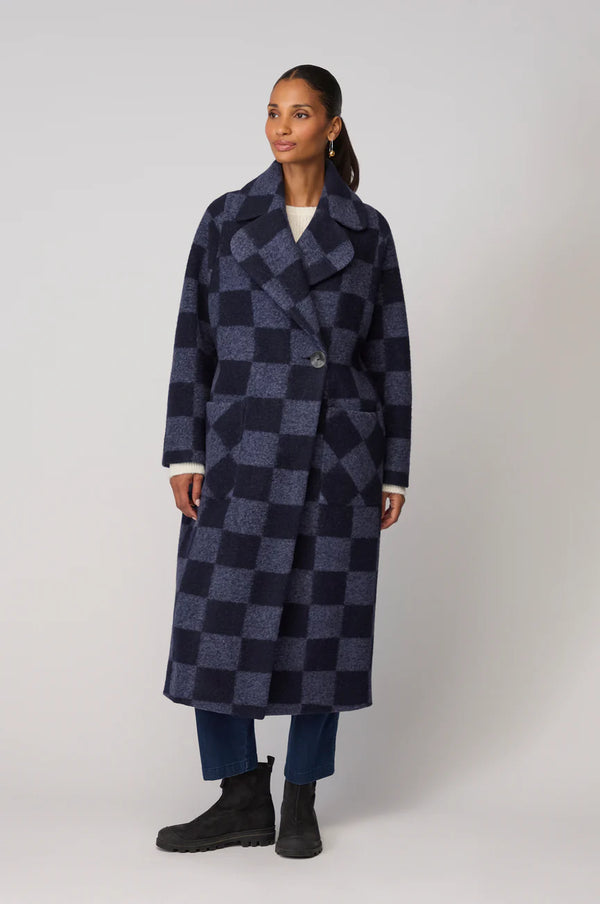 Night Checkerboard Wool Coat