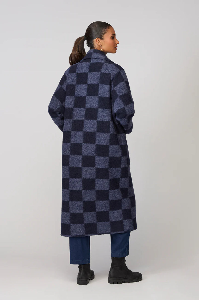 Night Checkerboard Wool Coat