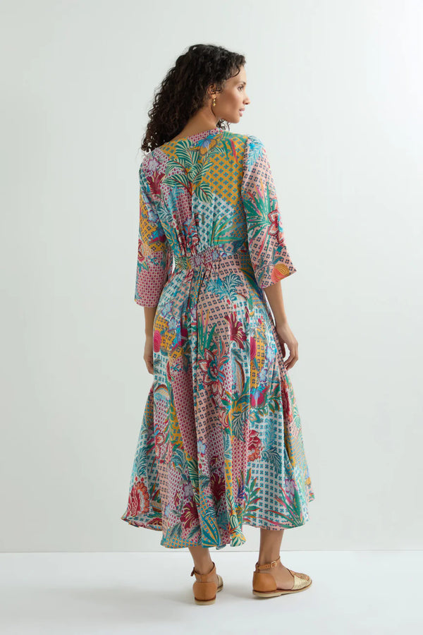 Botanical Patchwork Flared Dress