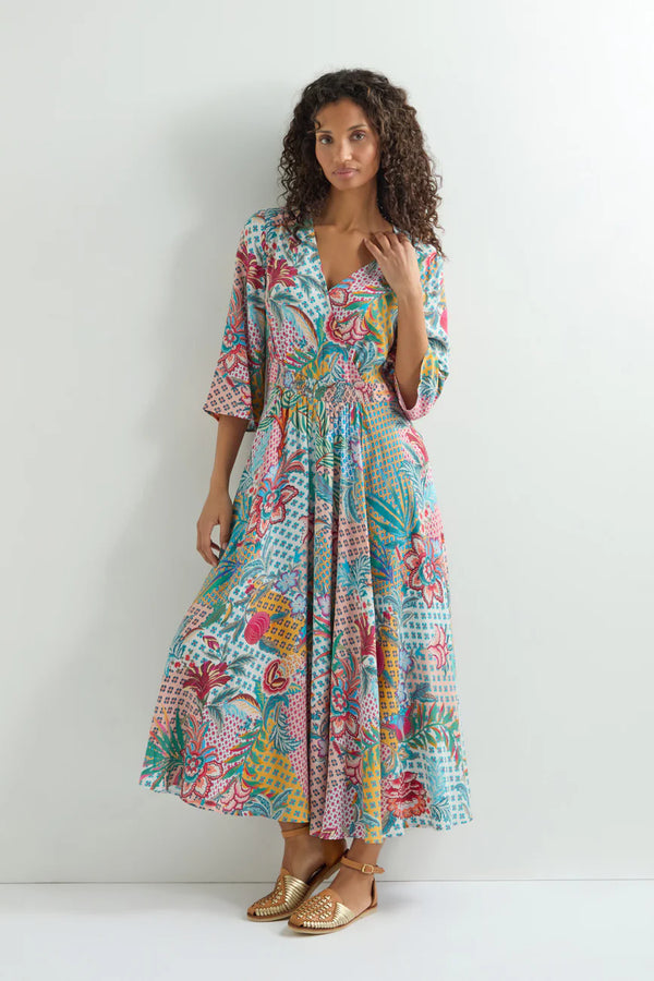 Botanical Patchwork Flared Dress