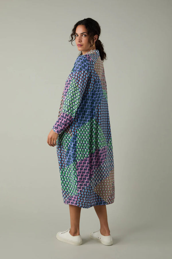 Geo Patchwork Print Shirt Dress