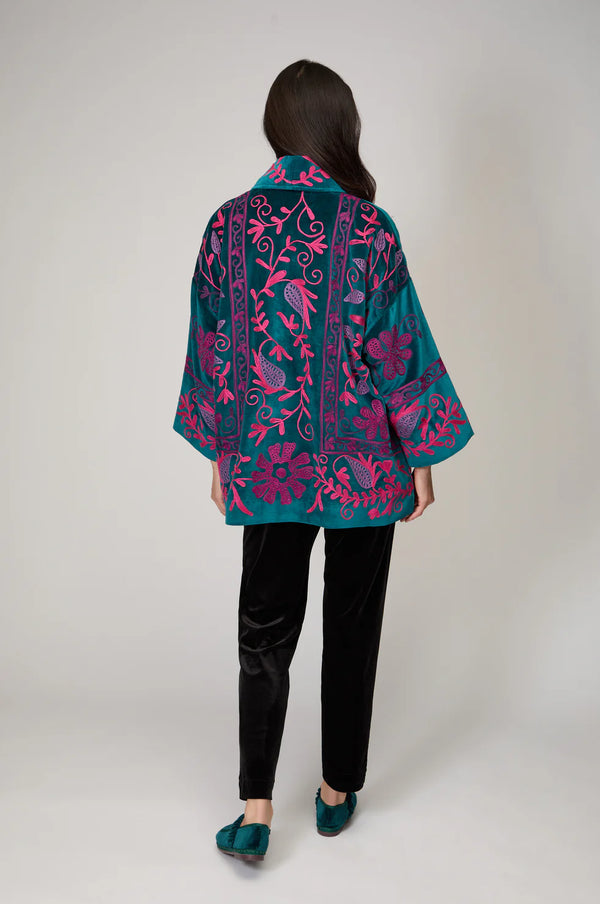 Winter Embroidery Teal Jacket