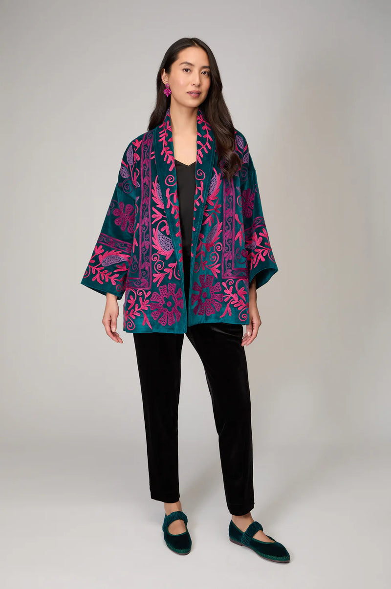 Winter Embroidery Teal Jacket