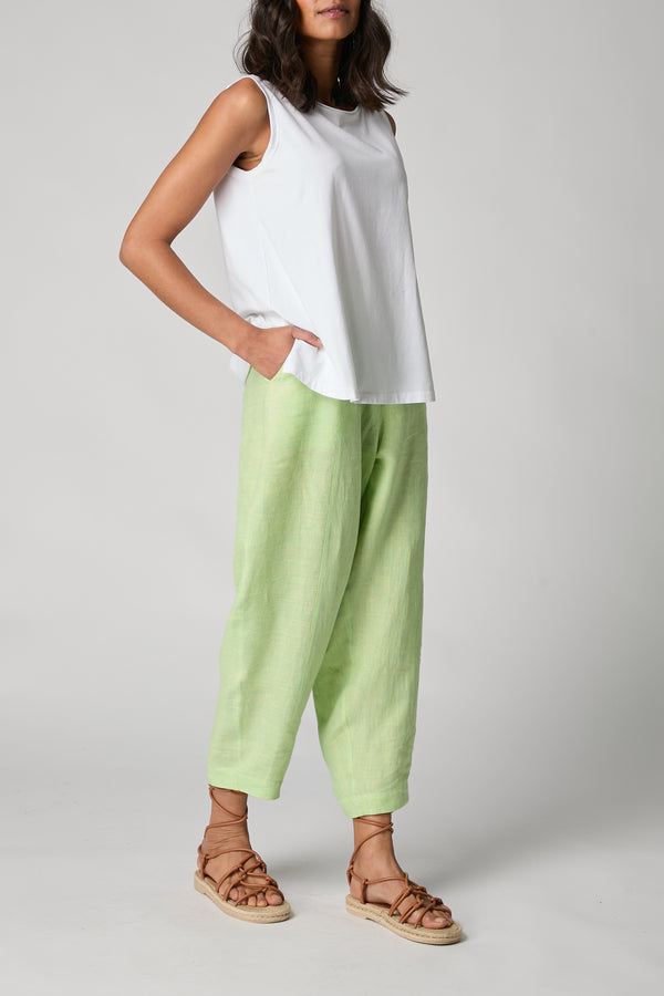 Aqua/Yellow Linen Ticking Stripe Bubble Trousers
