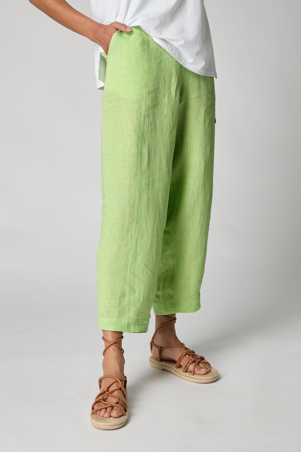 Aqua/Yellow Linen Ticking Stripe Bubble Trousers