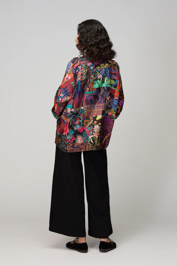 Winter Patchwork Silk Shirt