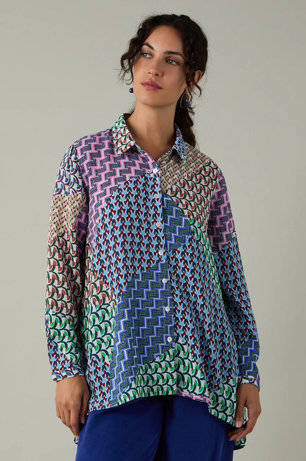 Geo Patchwork Print Shirt