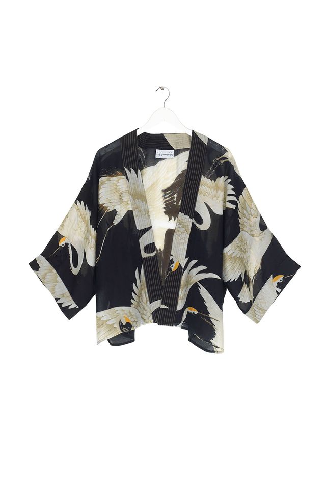 Stork Black Kimono