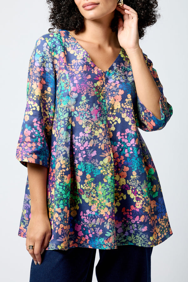 Scattered Floral Linen Tunic