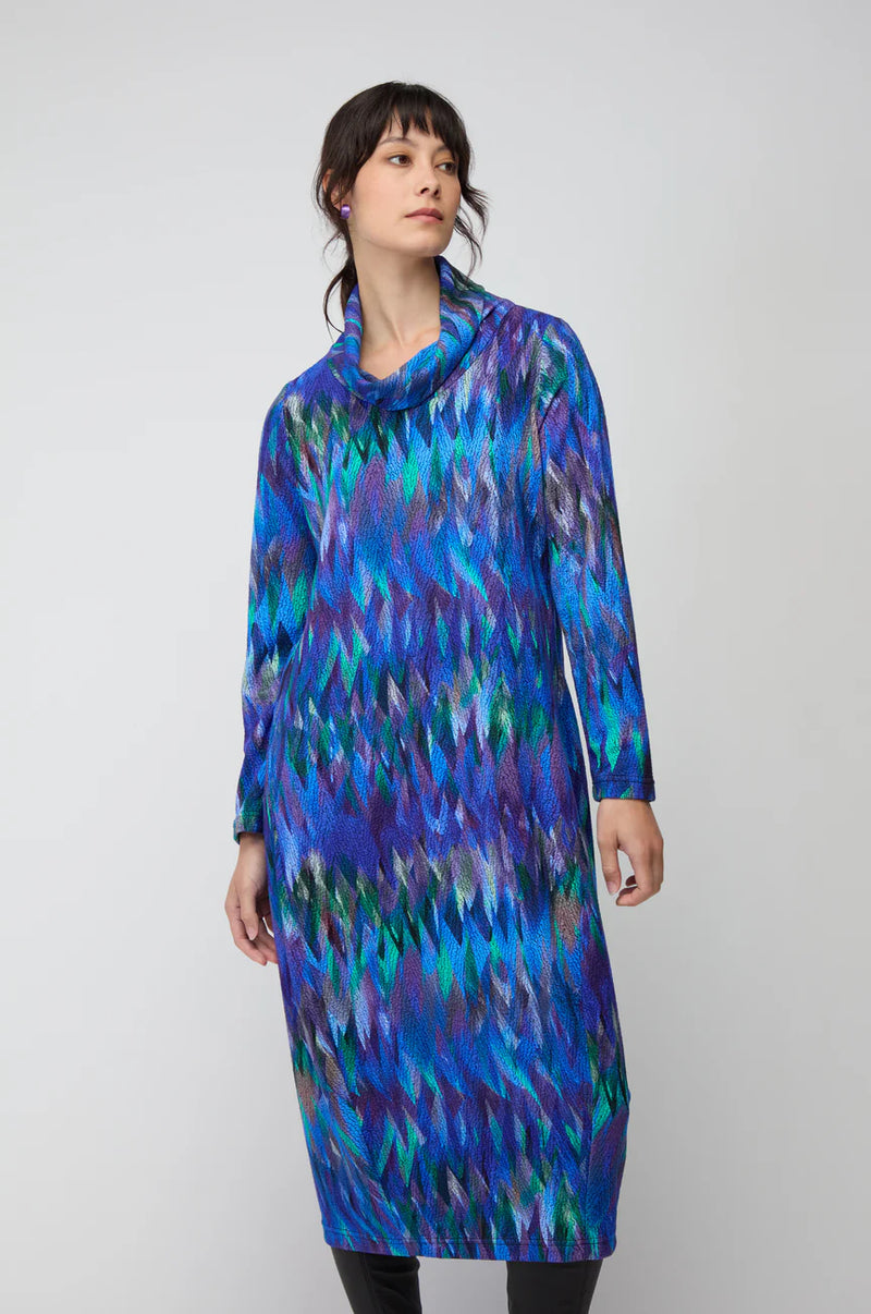 Abstract Feather Jersey Bubble Dress