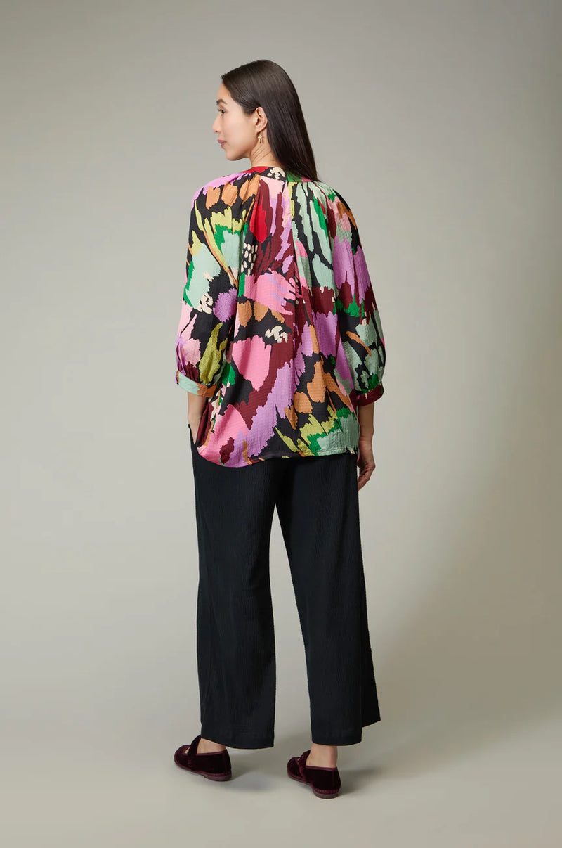 Textured Viscose Floral Collage Print Top