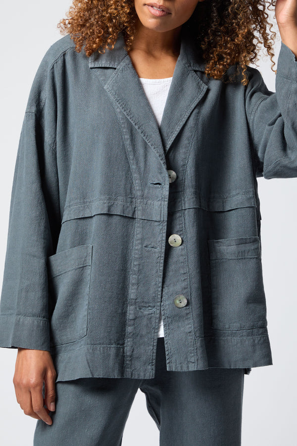 Twisted Linen Buttoned Jacket