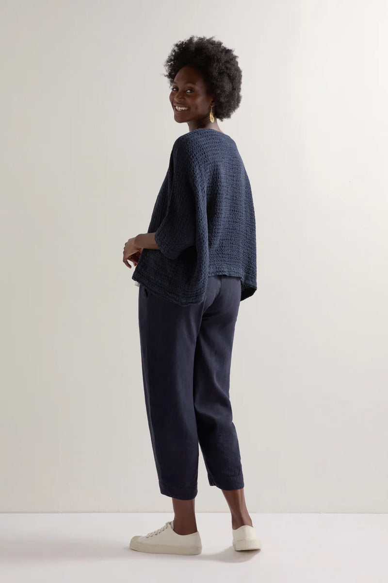 Night Waffle Linen Boxy Jacket