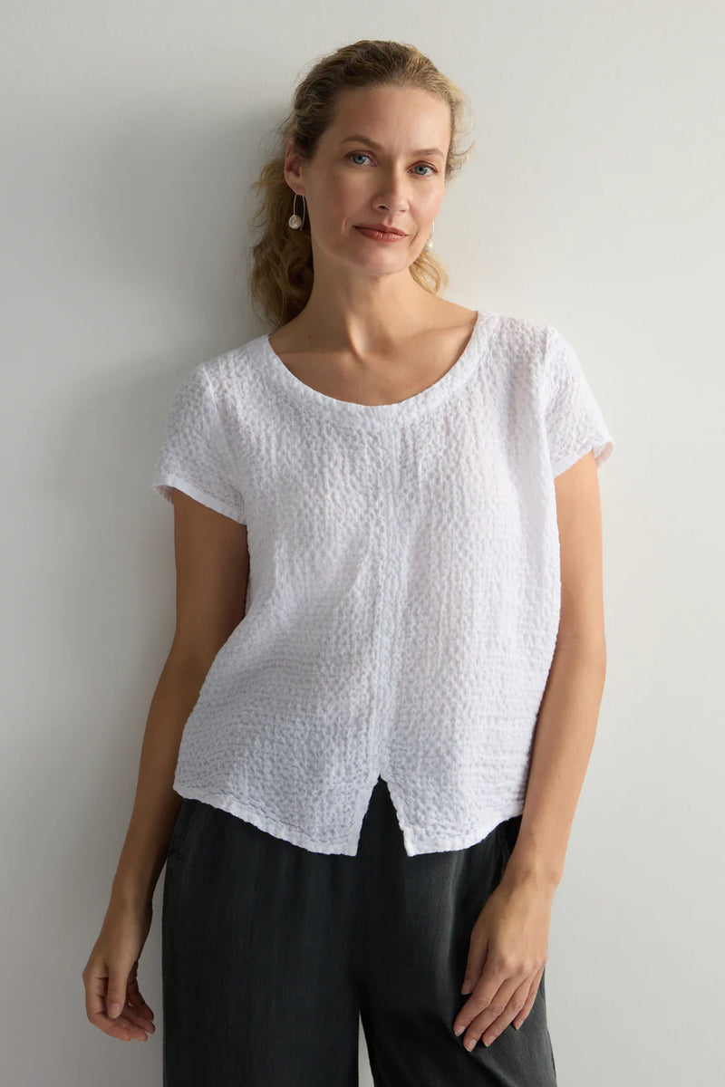 White Waffle Linen Top