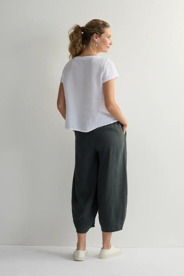 White Waffle Linen Top
