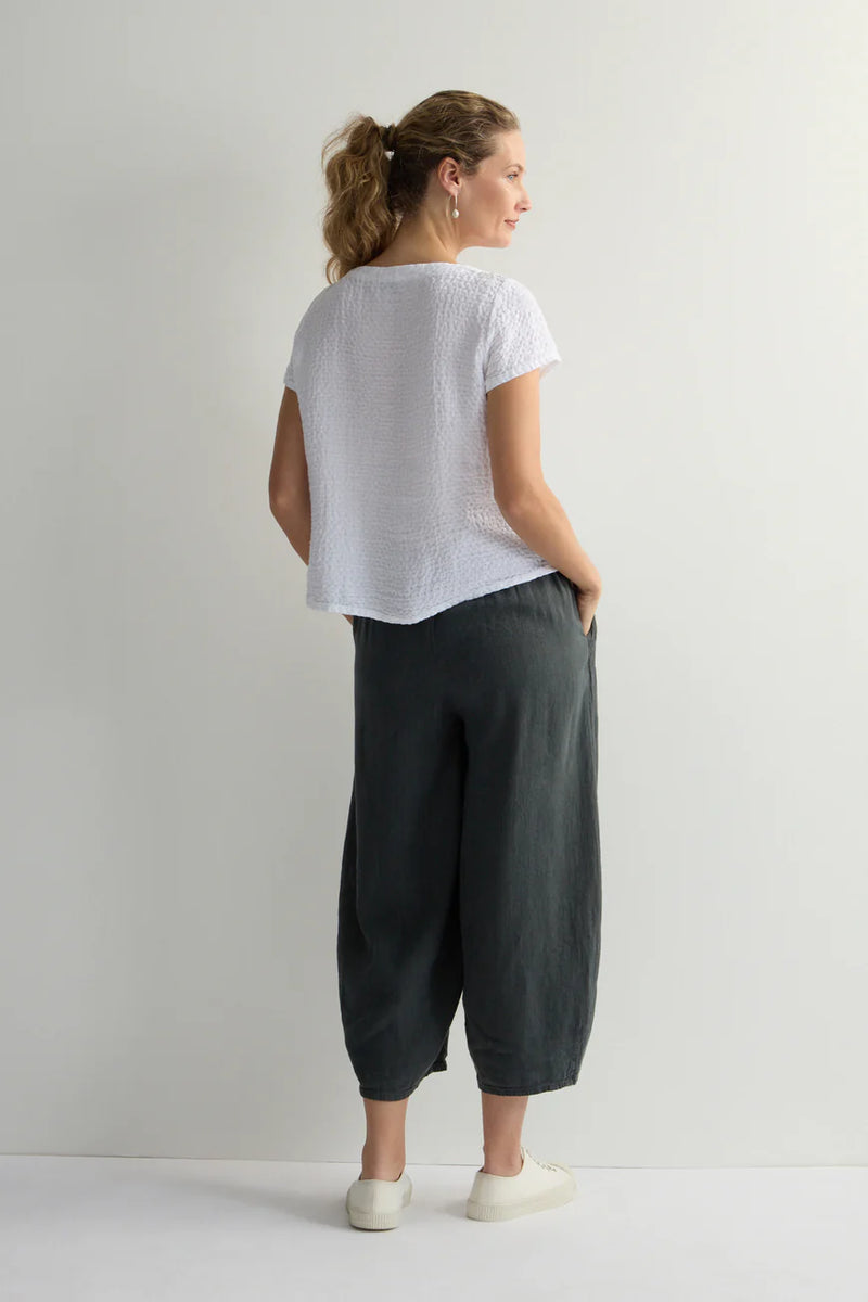 White Waffle Linen Top
