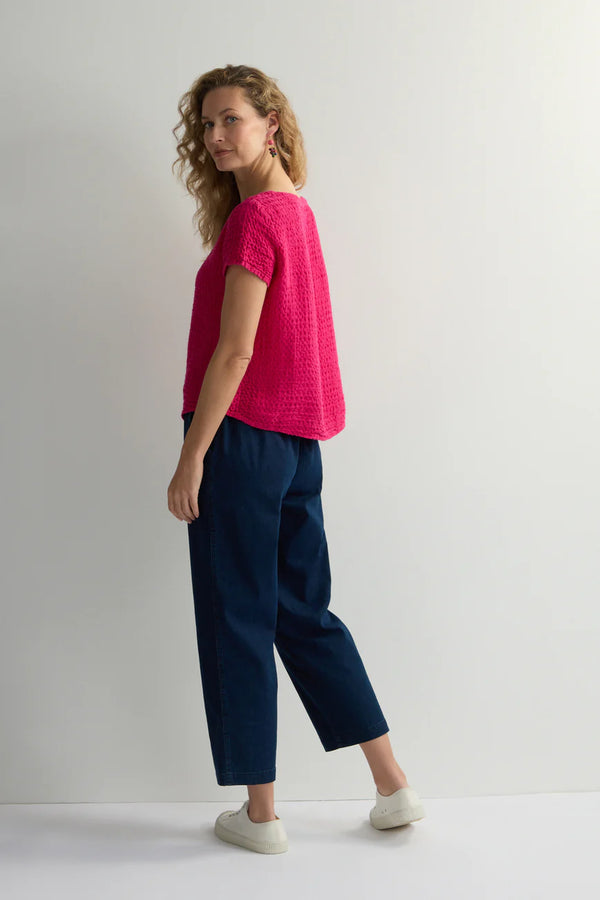 Magenta Waffle Linen Top