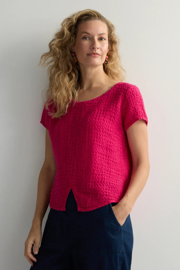 Magenta Waffle Linen Top