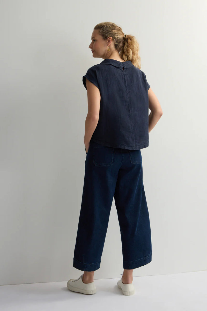 Night Organza Linen Pleat Front Top