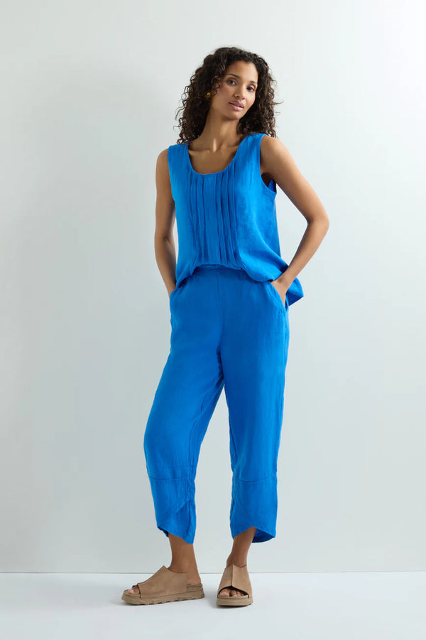Sapphire Linen Tulip Hem Bubble Trousers