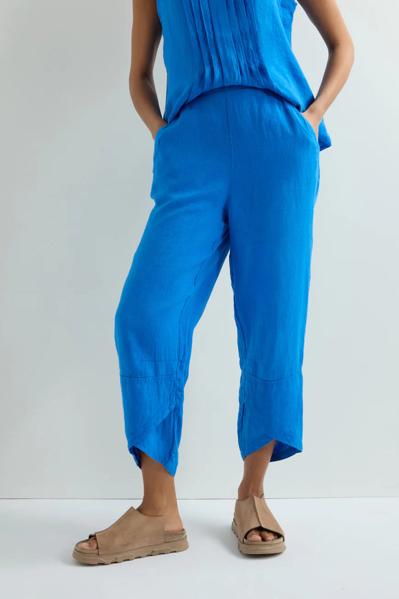 Sapphire Linen Tulip Hem Bubble Trousers