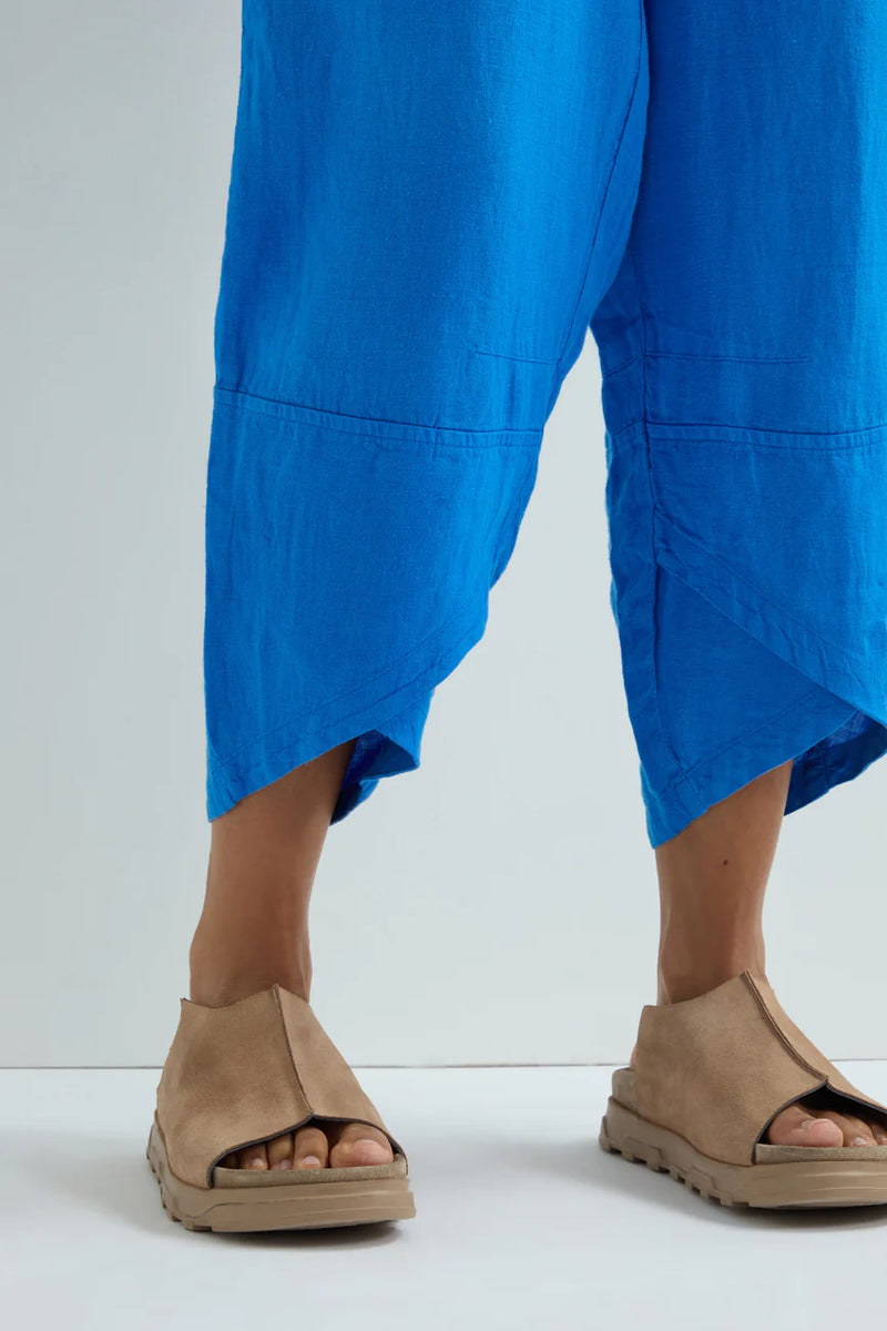 Sapphire Linen Tulip Hem Bubble Trousers