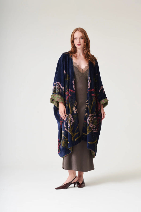 Parsley Seed Navy Velvet Grande Kimono