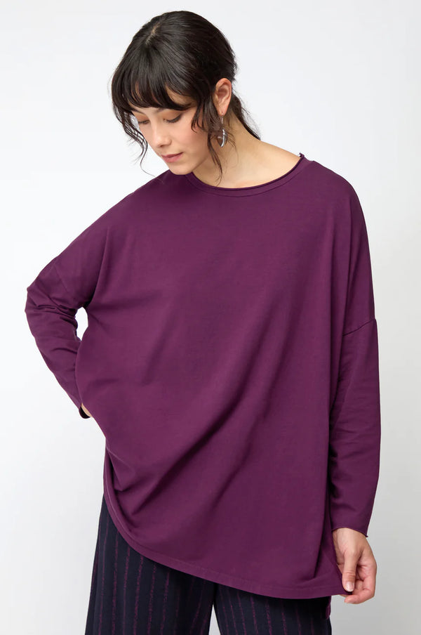 Plum Cotton Jersey Relaxed Top