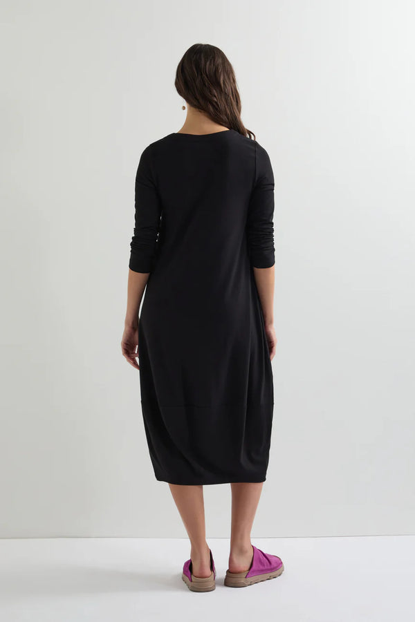 Fluid Crepe V Neck Bubble Dress