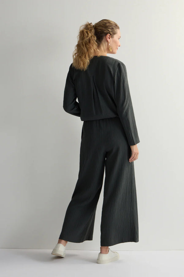 Juniper Crinkle Soft Viscose Wide Trousers