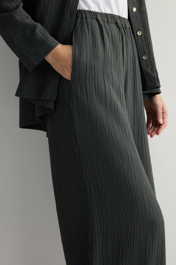 Juniper Crinkle Soft Viscose Wide Trousers