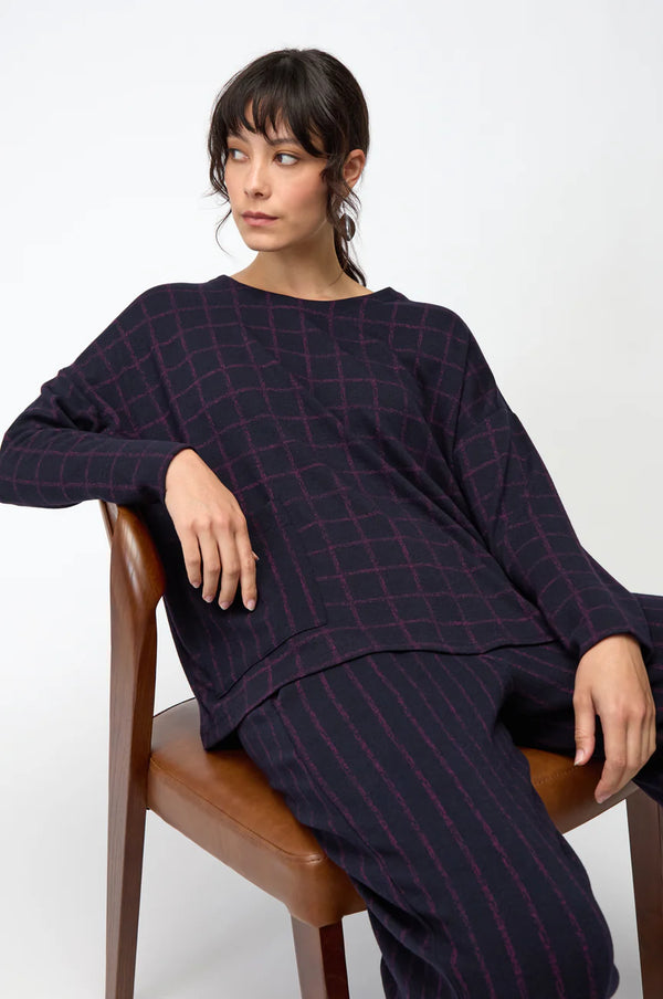 Small Broken Check & Stripe Boxy Top