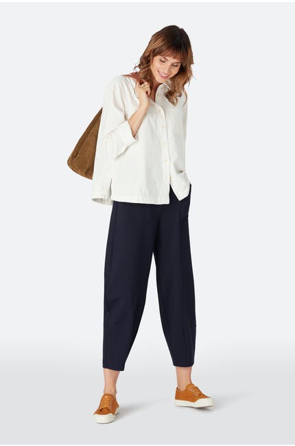 NAVY PONTE BUBBLE TROUSERS