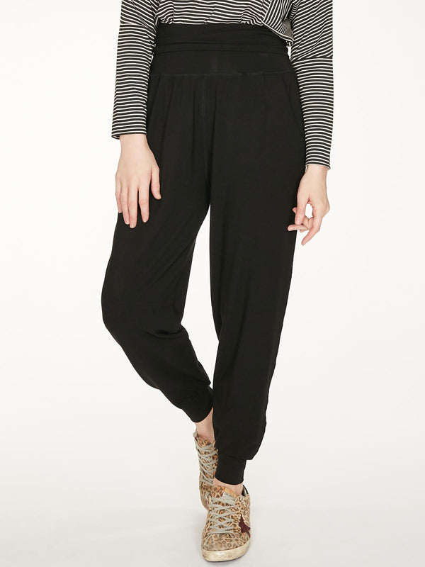 BLACK DASHKA RELAXED FIT BAMBOO TROUSERS