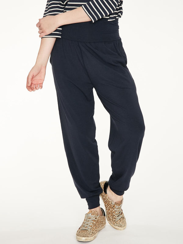 DARK NAVY DASHKA RELAXED FIT BAMBOO TROUSERS