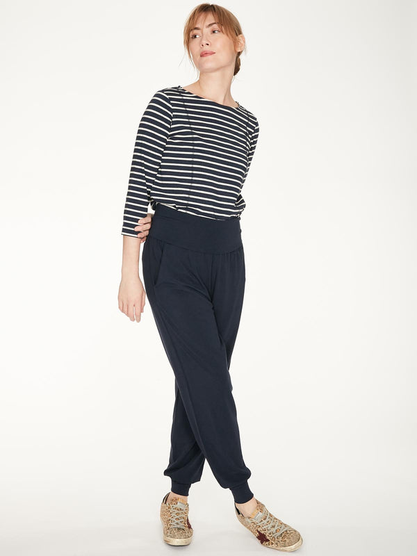 DARK NAVY DASHKA RELAXED FIT BAMBOO TROUSERS
