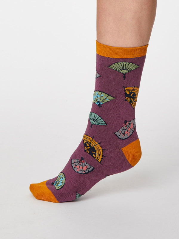 PURPLE FAN BAMBOO ANKLE SOCKS